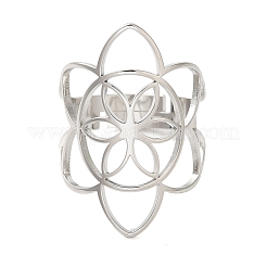 Non-Tarnish Hollow Flower 304 Stainless Steel Adjustable Rings for Women&nbsp;RJEW-N048-06P
