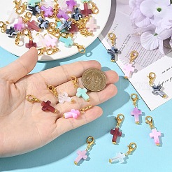 60Pcs 6 Colors Acrylic & Tibetan Style Alloy  Pendant Decorations&nbsp;HJEW-YW00572