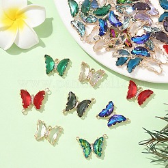 12Pcs Brass Pave Faceted Glass Connector Charms&nbsp;FIND-YW0007-50