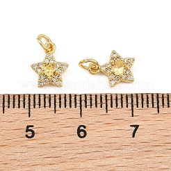 Brass Micro Pave Cubic Zirconia Charms&nbsp;KK-Q085-12G-03