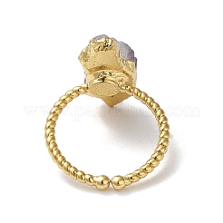 Natural Amethyst Nuggets Open Cuff Rings&nbsp;RJEW-M155-01G