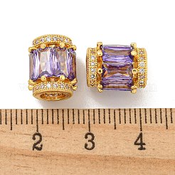 Brass Micro Pave Cubic European Beads&nbsp;KK-B096-23G-01