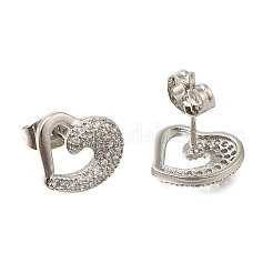 Brass Pave Clear Cubic Zirconia Stud Earrings&nbsp;EJEW-M088-09P