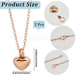 2Pcs 304 Stainless Steel Heart Urn Ashes Necklaces&nbsp;NJEW-CN0001-27