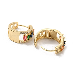 Brass Micro Pave Colorful Cubic Zirconia Hoop Earrings&nbsp;EJEW-E295-10KCG