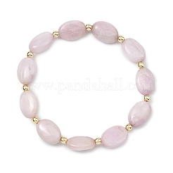 Natural Kunzite & Non-magnetic Synthetic Hematite Oval Beaded Stretch Bracelets for Women Men&nbsp;BJEW-JB13934-03