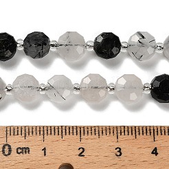 Natural Tourmalinated Quartz/Black Rutilated Quartz Beads Strands&nbsp;G-B153-A08