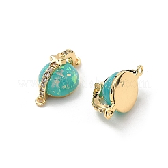 Brass Micro Pave Clear Cubic Zirconia Planet Connector Charms&nbsp;KK-B129-28G-02