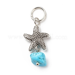 7Pcs 7 Styles Chakra Natural & Synthetic Mixed Stone Chips Alloy Pendants&nbsp;PALLOY-JF01778-05