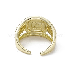 Rack Plating Brass Micro Pave Cubic Zirconia Open Cuff Rings&nbsp;RJEW-K257-31G