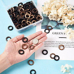 200Pcs 2 Colors Dyed Wood Jewelry Findings Coconut Linking Rings&nbsp;COCO-CD0001-01