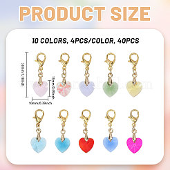 40Pcs 10 Styles Romantic Valentines Ideas Glass Pendants Decorations&nbsp;HJEW-MA00041