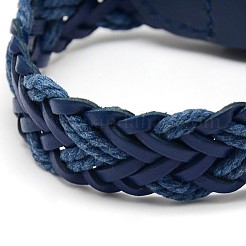 Trendy Unisex Casual Style Braided Hemp and Leather Wristband Bracelets&nbsp;BJEW-L268-M