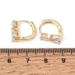 Brass Pave Cubic Zirconia Hoop Earrings&nbsp;KK-CBACA55-17G
