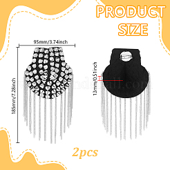 2Pcs Felt & CCB Plastic & Alloy & Iron Curb Chain Tassel Rivet Epaulettes&nbsp;AJEW-GA0010-65P