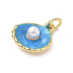 Shell Brass Charms&nbsp;KK-D426-17B-G