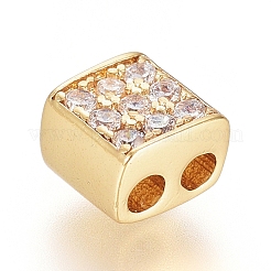 Brass Micro Pave Cubic Zirconia Slide Charms&nbsp;ZIRC-G166-34