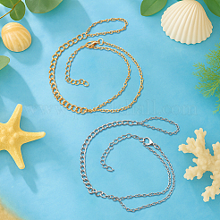 8Pcs 2 Colors Iron Curb Chain & Cable Chain Anklets&nbsp;AJEW-HY0002-70