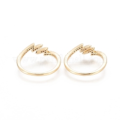 Brass Micro Pave Clear Cubic Zirconia Cuff Rings&nbsp;RJEW-F101-11G