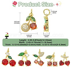 6Pcs 6 Styles Brass Micro Pave Cubic Zirconia Pendants&nbsp;KK-CJ0004-38