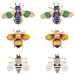 6Pcs 3 Styles Bees Enamel Pins&nbsp;JEWB-FH0002-58