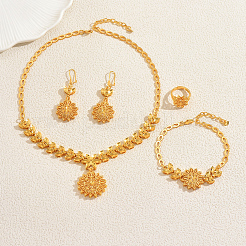 Vintage Alloy Hollow Flower Bracelets & Earrings & Necklaces & Rings Sets for Women&nbsp;AC4894
