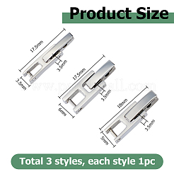 3Pcs 3 Styles 304 Stainless Steel Watch Band Clasps&nbsp;STAS-HS0001-91P