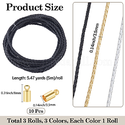 15M 3 Colors Braided Round Soft PU Imitation Leather Cords&nbsp;OCOR-CL0001-11B