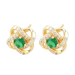 Brass Micro Pave Cubic Zirconia Stud Earrings for Women&nbsp;KK-A305-10G-02