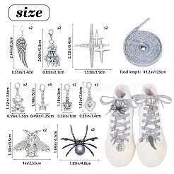 20Pcs Alloy & 316 Stainless Steel Shoes Charms and Alloy Brooches and Glitter Polyester Cord Shoelace Sets&nbsp;SJEW-JOY00001