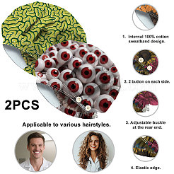 2Pcs 2 Styles Cotton Adjustable Printed Bouffant Hats Working Caps for Women Men&nbsp;AJEW-DR0002-22B