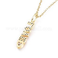 Brass Micro Pave Clear Cubic Zirconia Pendant Necklaces&nbsp;X-NJEW-L146-28A-G
