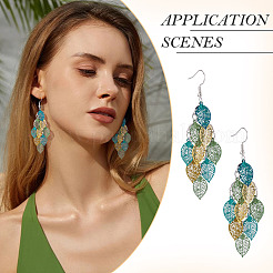 2 Pairs 430 Stainless Steel Leaf Dangle Earrings&nbsp;EJEW-TA0001-83D