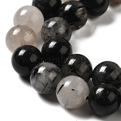 Natural Black Rutilated Quartz Beads Strands&nbsp;G-R447-10mm-03-01
