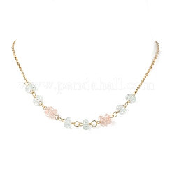 2Pcs 2 Colors Crackle Glass Rondelle Beaded Necklaces&nbsp;NJEW-JN05485