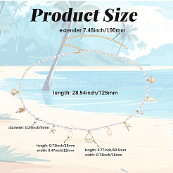 1Pc Summer Beach Alloy Shell Shape & Natural Shell Tassel Imitation Pearl Beaded Waist Chains for Women&nbsp;AJEW-CY0003-26