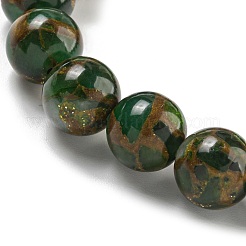 Round Synthetic Gold Clinquant Stone Stretch Bracekets&nbsp;G-P549-02B-01