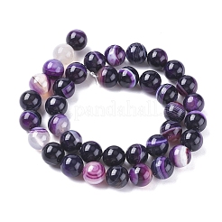 Natural Striped Agate/Banded Agate Beads Strands&nbsp;G-G582-8mm-52