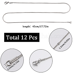12Pcs Classic Plain 304 Stainless Steel Round Snake Chain Necklaces Set&nbsp;NJEW-SC0001-18
