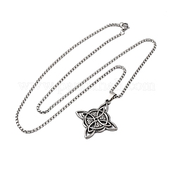 201 Stainless Steel Viking Knot Cross Pendant Necklaces for Men&nbsp;NJEW-S440-08AS