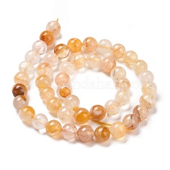 Natural Yellow Hematoid Quartz/Golden Healer Quartz Beads Strands&nbsp;G-E571-05A