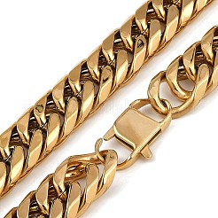 Ion Plating(IP) Non-Tarnish 304 Stainless Steel Cuban Link Chain Necklaces&nbsp;NJEW-P288-19G