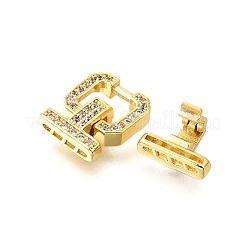 Rack Plating Brass Micro Pave Clear Cubic Zirconia Fold Over Clasps&nbsp;KK-V008-25G