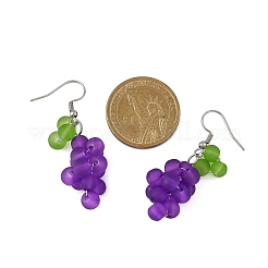Grape 304 Stainless Steel Glass Dangle Earrings&nbsp;EJEW-JE06758
