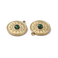 PVD Vacuum Plating 201 Stainless Steel Synthetic Malachite Pendants&nbsp;STAS-C064-VC823