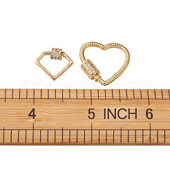 Brass Micro Pave Clear Cubic Zirconia Screw Carabiner Lock Charms&nbsp;ZIRC-TA0001-13G