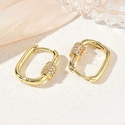 Brass Micro Pave Cubic Zirconia Hoop Earrings&nbsp;KK-CBA98BA-16G