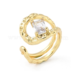 Brass Micro Pave Clear Cubic Zirconia Cuff Rings for Women&nbsp;RJEW-D307-01G-B