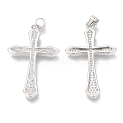 Brass Micro Pave Clear Cubic Zirconia Pendants&nbsp;ZIRC-O038-08P