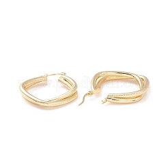 Textured Double Rhombus Brass Huggie Hoop Earrings for Women &nbsp;EJEW-A064-14G-RS